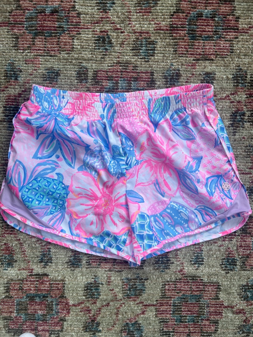 Lilly Pulitzer Lavender & Pink Tropical Print Athletic Shorts